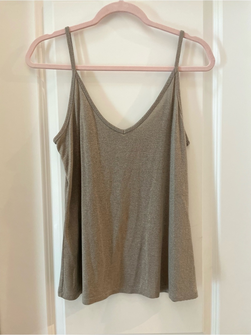 Jennifer Lopez Metallic Taupe V-Neck Spaghetti Strap Camisole